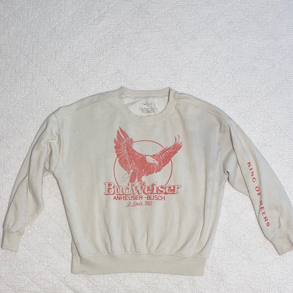 Budweiser Cream Sweatshirt with Red Logo